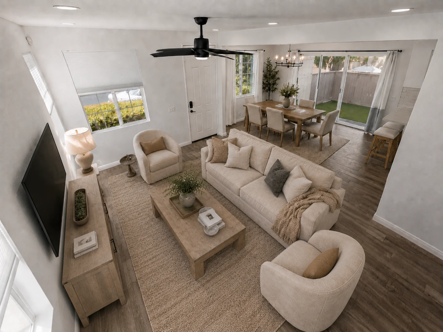 Elevated open-concept overview rendering